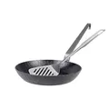Produktbild: GRÄWE Schmiedeeiserne Bratpfanne F400, Ø 24 cm, hoher Rand, Eisenpfanne mit Wender, 400° C hitzebeständig, Pfanne aus Eisen, kratzfeste Bratpfanne, unbeschichtet, Outdoor-Cooking, induktionsgeeignet