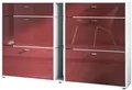 Produktbild: Vladon Schuhschrank Today (Schuhkipper für 24 Paar Schuhe mit 4 Klappen, 2 Schubladen und 3 offene Fächer) Weiß matt/Bordeaux Hochglanz (155,5 x 95 x 28 cm)
