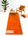 Produktbild: carpetfine Wollteppich Gabbeh Uni Läufer Orange 80x300 cm | Moderner Teppich für Wohn- und Schlafzimmer