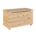 Produktbild: Inter Link - Spielzeugtruhe – Spielzeugkiste – Sitztruhe – Aufbewahrungstruhe – Containerbank - Kinderzimmer – Sitzbank mit Stauraum - Kiefer massivholz – Natur lackiert – Emel