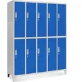 Produktbild: Umkleideschrank 5B2A Spind Spint Schließfachschrank Metallschrank mit 10 Fächern Etikettenhalter Metall 172 cm x 136 cm x 45 cm Farbe: Grau-Blau - Grau/Blau