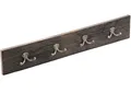 Produktbild: Metafranc Vintage-Hakenleiste 610 x 105 mm - Mangoholz - 4 Doppelhaken - Vintage-Stil - Used-Look / Garderobenleiste / Wand-Garderobe / Wandhaken / Kleiderhaken / Handtuchhaken / 261857