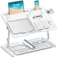 Produktbild: Betttisch, Potuopy verstellbare Höhe Winkel X-Large Laptoptisch, Faltbare Laptop Tisch für Bett für die Arbeit Lesen Essen auf dem Bett Sofa Boden (Marmor, 60 * 40cm)