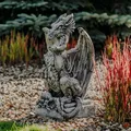 Produktbild: Drache Alien auf Sockel  Steinfigur H.79 cm 42 x 44 cm 75 kg Beton frostsicher
