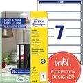 Produktbild: AVERY Zweckform ultragrip Ordneretiketten Haftend Schmal L4760-10 DIN A4 38 x 192 mm Weiß 10 Blatt à 7 Etiketten