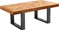 Produktbild: WOHNLING Moderner Couchtisch Mango Massivholz 105x40x55 cm Tisch im Industrial Design Sofatisch mit Holz und Metall Wohnzimmertisch Rustikal