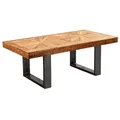 Produktbild: Wohnling Moderner Couchtisch Mango Massivholz 105x40x55 cm Tisch im Industrial Design, Sofatisch mit Holz und Metall, Wohnzimmertisch Rustikal