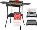 Produktbild: TZS First Austria Standgrill | 2000 W Elektrogrill mit Temperaturregler & Wärmereflektor | Gartengrill mit Standfüßen | Grillfläche [45cm x 22cm] inkl. Windfang | Barbecue Elektrisch Tischgrill