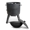 Produktbild: Utschak Feuerofen Ø 44 cm mit Gusseisen Topf runder Boden mit Deckel (16 L) KazanoFF, Usbekisch Uchag Feuerofen Gusseisen Kazan Kasan Outdoor, Feuerschale, Camping, Gulaschkanone (Set 16-7)