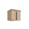 Produktbild: Karibu 38 mm Saunahaus Melo 3 naturbelassen mit Ofen 9 kW integrierte Strg
