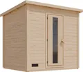 Produktbild: Karibu 38 mm Saunahaus Melo 3 naturbelassen mit Ofen 9 kW integrierte Strg