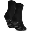 Produktbild: sockenkauf24 ABS-Socken Antirutschsocken warme Stoppersocken mit Wolle Vollfrottee (Schwarz, 2-Paar, 47-50) mit Komfortbund für Damen & Herren - 21463 schwarz 47-50