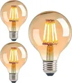 Produktbild: 3er Set LED Edison Glühbirne Filament gold groß E27 4 Watt dimmbar 80mm E27005*3
