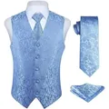 Produktbild: LuxusKollektion Krawatte Anzugweste Herren Hochzeit Paisley Krawatte Einstecktuch Blau 3XL