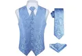 Produktbild: LuxusKollektion Krawatte Anzugweste Herren Hochzeit Paisley Krawatte Einstecktuch Blau 3XL