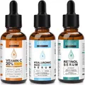 Produktbild: Gesichtsserum Set mit Vitamin C, Hyaluron, Retinol Serum, Anti-Falten Anti-Aging, SET 1x Vitamin C/ 1x Hyaluronic Acid/ 1x Retinol