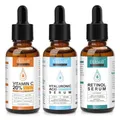 Produktbild: P-Beauty Anti-Aging Serum SET - 3x30ml für Gesicht | Vitamin C Serum, Hyaluronsäure Serum, Retinol Serum | hautaufhellend & feuchtigkeitsspendend | Gesichtspflege | Anti-Falten Serum 3er Set