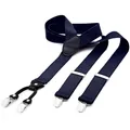 Produktbild: DonDon Hosenträger Herren extra stark blau 3,5 cm Hosenträger Herren breit in Y-Form lang - Starke Clips passend für Anzug Jeans Chinos Vintage Rockabilly Suspenders