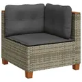 Produktbild: vidaXL Garten-Ecksofa mit Kissen Grau Poly Rattan