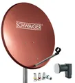 Produktbild: Schwaiger SAT Anlage Stahl 55cm Set Twin LNB ASTRA HD tauglich ziegelrot