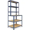Produktbild: shelfplaza HOME 190x90x60 cm Werkbank Regal in blau mit 6 Böden und 145 kg Traglast pro Boden