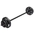 Produktbild: GORILLA SPORTS® Langhantel Set 19,5 kg - inkl. Hantelscheiben 2x1,25kg, 2x2,5kg, 2x5kg, 30mm, Aerobic Langhantelstange 130 cm, mit 2 Federverschlüsse, Kunststoff - Hantelset, Langhantelset
