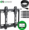 Produktbild: conecto CC50261 Wandhalterung für TV Geräte mit 58-107 cm (23-42 Zoll), neigbar: -14° bis 0°, Wandabstand: 25mm, Traglast: max. 35,0kg, VESA 200x200, schwarz, inkl. GRATIS HDMI-Kabel und Klett-Kabelbinder