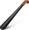 Produktbild: langer Schuhlöffel lang Metall, Schuhanzieher Edelstahl Shoe Horn Schwarz 42 cm