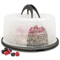 Produktbild: Hausfelder Kuchenhaube mit Deckel 33cm, Tortenplatte mit Deckel & Griff, Tortentransportbox rund groß, Kuchenbehälter rund für Transport & Aufbewahrung