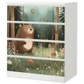Produktbild: Sunnywall Möbelfolie passend für IKEA Malm Kommode Schrankfolie Aufkleber Kleiner Bär Wald, blasenfreie selbstklebende Folie (SCHRANK NICHT INKLUSIVE) 80 cm x 100 cm