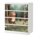 Produktbild: Sunnywall® Möbelfolie passend für IKEA Malm Kommode Schrankfolie Aufkleber mit Kleiner Bär im Wald Motiv | blasenfrei verkleben | Kinderzimmer 4er 80 cm