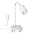 Produktbild: ledscom.de Tischleuchte WAIKA, weiß, USB-A, USB-C, inkl. GU10 LED Lampe (warmweiß, 2,4W, 227lm)