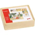 Produktbild: Goki Würfelpuzzle Märchen, 20 Würfel im Holzkastel mit Märchenmotiven, NEU & OVP