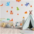Produktbild: Wandsticker personalisiert Sticker Aquarell Tiere mit Name Wandtattoo für Kinderzimmer Babyzimmer Spielzimmer Mädchen Junge Y037 (Nr. 33 Drachen, Ohne Wunschname)