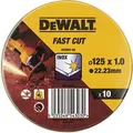 Produktbild: Dewalt 10er Dose Trennscheibe Inox Edelstahl DT3507 (Standard Edelstahl-Trennscheibe - flach, ø 125 mm x 1,0 mm, für schnelle und saubere Schnitte, mit verstärktem Fiberglas, für Winkelschleifer)