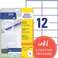 Produktbild: AVERY Zweckform 6175 Adressaufkleber (300 plus 60 Klebeetiketten extra, 105x48mm auf A4, Papier matt, bedruckbare Absenderetiketten, selbstklebende Adressetiketten mit ultragrip) 30 Blatt, weiß