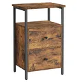 Produktbild: VASAGLE Nachttisch, Beistelltisch, mit 2 Schubladen, für Schlafzimmer, Wohnzimmer, Industrie-Design, vintagebraun-schwarz LET521B01