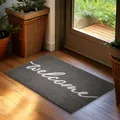 Produktbild: BRUBAKER Fußmatte für Außen und Innen - Welcome - 45 x 75 cm Schmutzfangmatte aus 100% Kokos - Antirutsch Fußabtreter Wetterfest und rutschfest - Outdoor Türmatte für Haustür - Grau