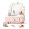 Produktbild: ROBUD Schminktisch Spielset für Kinder mit Licht, Holz Schminke Frisiertisch für Mädchen mit Spiegel & Schminkset, Kinderschminke Rollenspiel Set, Geschenke für Mädchen ab 3-8 Jahren