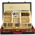 Produktbild: KARL HAUSMANN Besteck Set 12 Personen, 72 teilig Edelstahl Besteckset mit Koffer - Essbesteck mit Messer Gabel Löffel + Servierbesteck, Hochglanz Poliert, Spülmaschinenfest, für Familie Party