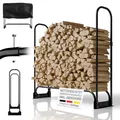 Produktbild: Juskys Kaminholzregal M - 130x117x36 cm – Schwarz, Brennholzregal aus Stahl mit Abdeckung, Holzunterstand für Garten & Terrasse, 200 kg belastbar