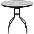 Produktbild: Outsunny Gartentisch Runder Beistelltisch Schirmloch Ø80 x 72 cm Schwarz