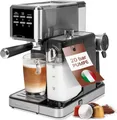 Produktbild: ProfiCook Espressomaschine 2in1 für Kaffeepulver und Nespresso kompatible Kapseln - Siebträger-Maschine 20bar - PC ES 1266
