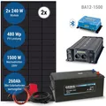 Produktbild: Solar-Inselanlage 1500W Komplettsystem 12V/230V BA12-1500 Photovoltaik Anlage