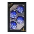 Produktbild: Krebs Glas Lauscha - Set mit 4 Christbaumkugeln in Blau und Weiß - Santa über Dorf - Größe ca. 7 cm