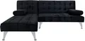 Produktbild: Schlafsofa Miranda mit Chaiselongue Velvet Schwarz