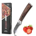 Produktbild: Wakoli EDIB Schälmesser aus echtem Damaststahl (VG10 Kern) mit 6 cm gebogener Klinge – Scharf & handlich – Damastmesser mit Pakkaholzgriff in Geschenkbox – Tourniermesser für Obst & Gemüse