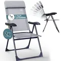 Produktbild: Casaria Gartenstühle 2er Set Grau Melange Klappbar 7-fach Verstellbar