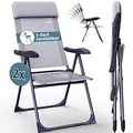 Produktbild: Casaria Gartenstühle 2er Set Klappbar 7-Fach Verstellbar Alu mit hoher Rückenlehne Liegefunktion Faltbar Balkon Campingstuhl Klappstuhl Hochlehner