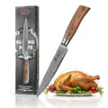 Produktbild: Wakoli EDIB Pro Damast Fleischmesser & Tranchiermesser aus echtem Damaststahl (VG10 Kern) 17 cm Klinge – Scharf & präzise – Damastmesser mit Pakkaholzgriff in Geschenkbox – Küchenmesser & Bratenmesser